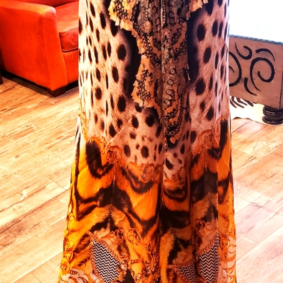 LAST ONE***MANISH VAID Jsquad- Silk Leopard Hi-Lo CRY.Emb. Dress-NWT OS - Picture 5 of 8